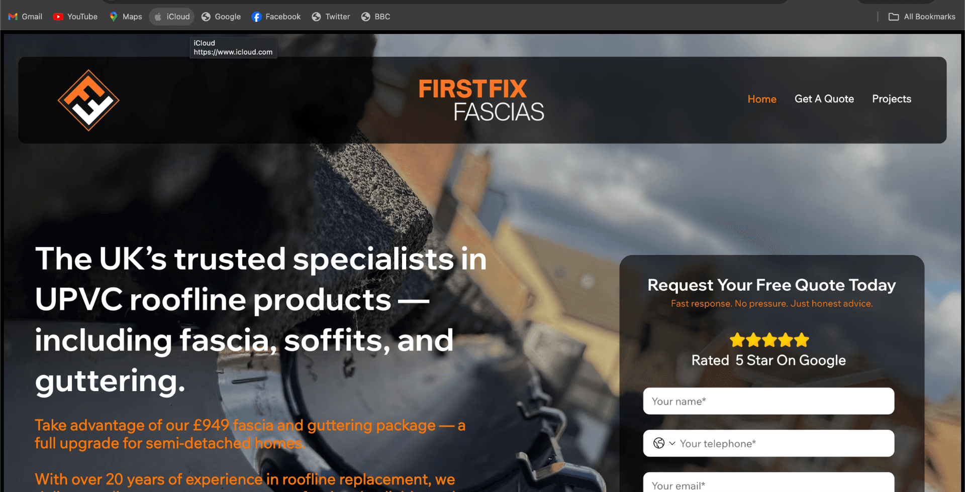 First Fix Fascias website by PEAK HQ